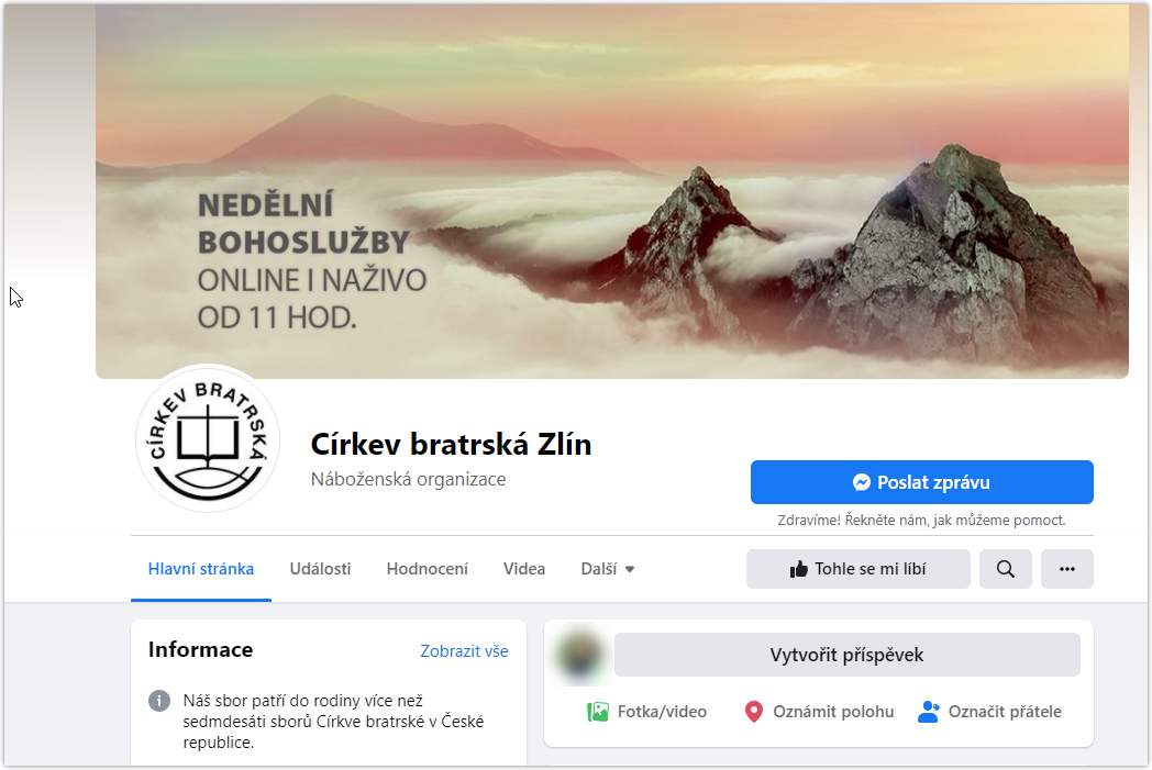 Spuštění FB stránek