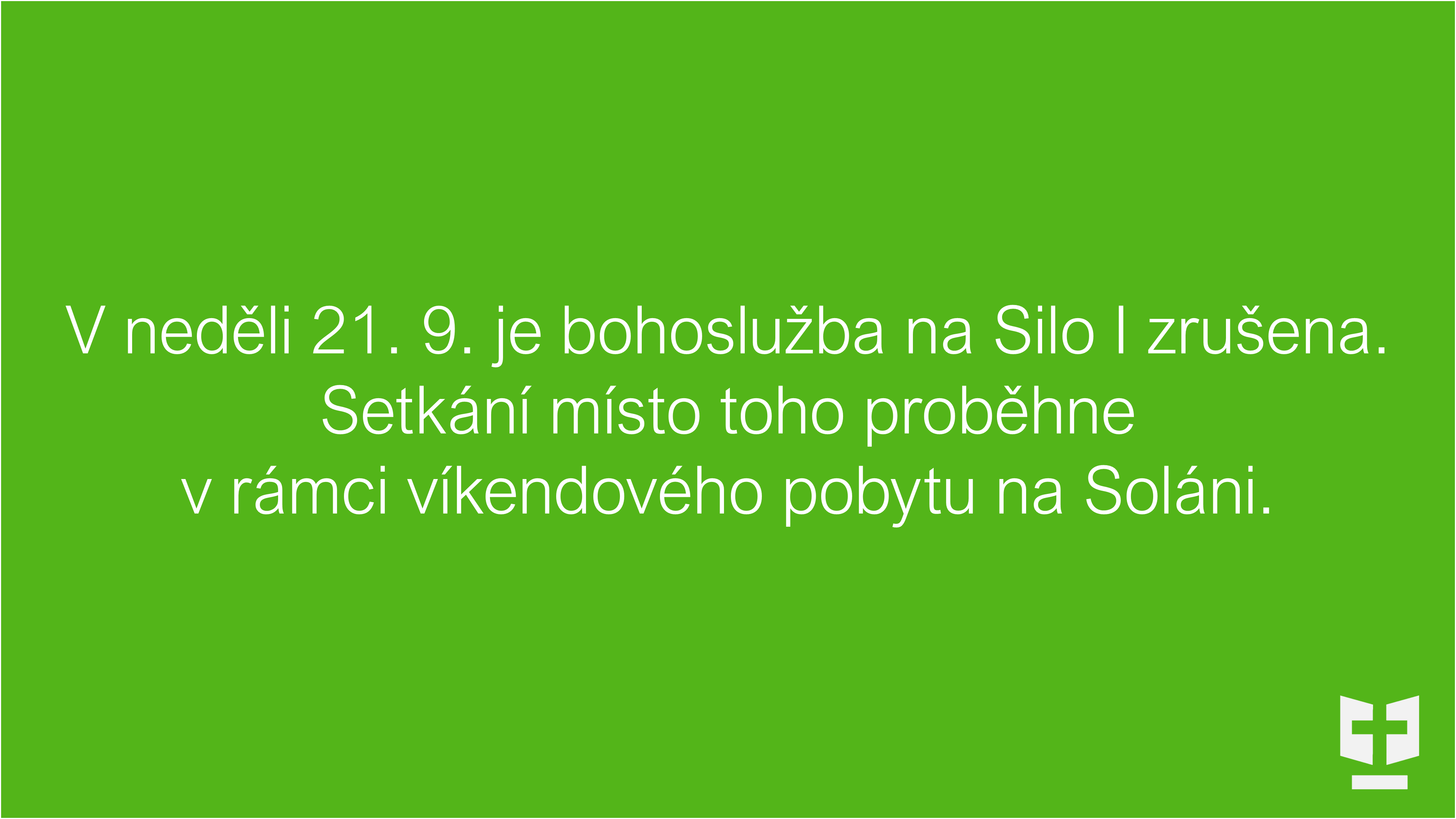 Nedělní bohoslužba zrušena